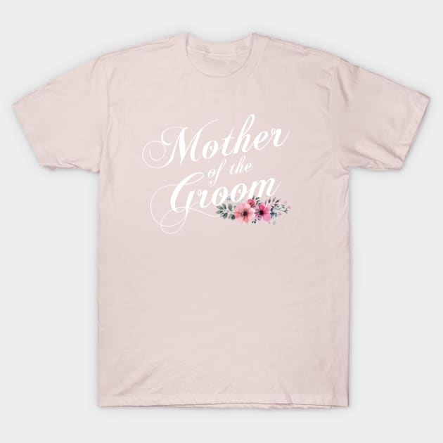 Simple and Elegant Mother of the Groom Floral Calligraphy T-Shirt by Jasmine Anderson